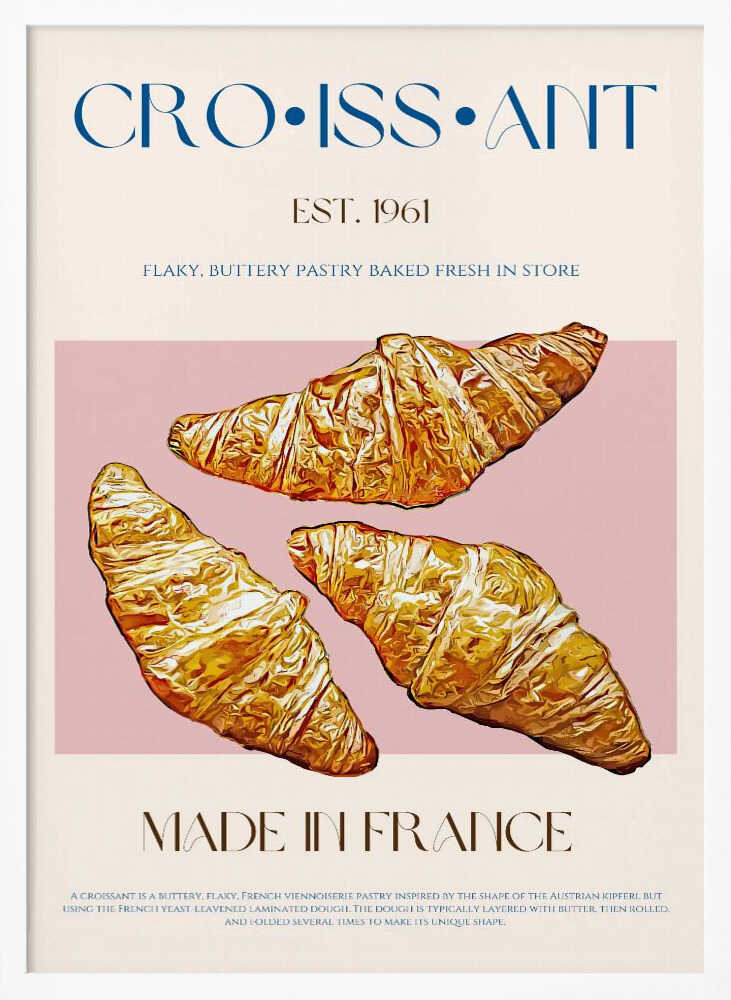 Golden French Croissants Art Print UK — Vintage Vibrant Wall Art — Kitchen — Wall It All Prints