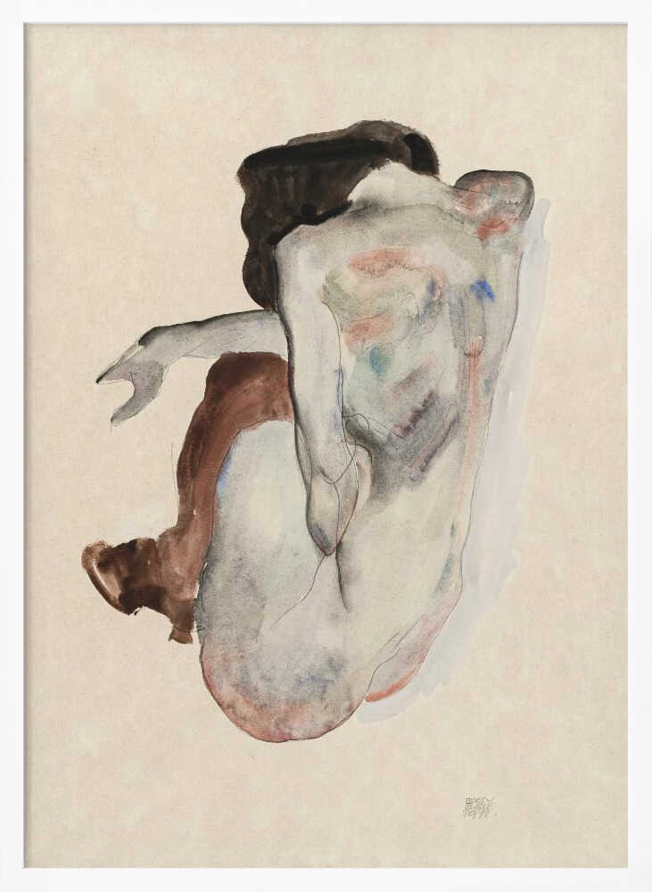 Crouching Nude In Shoes and Black Stockings 1912