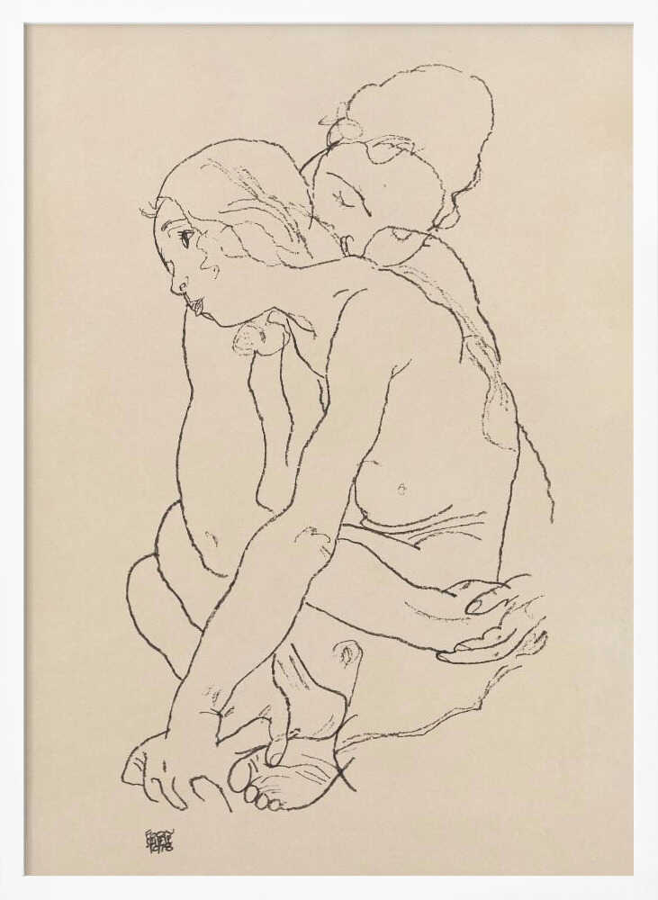 Woman and Girl Embracing 1918