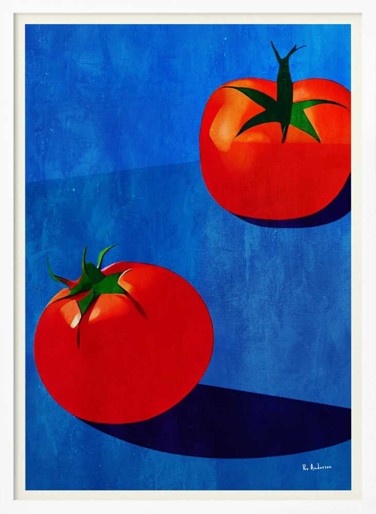 Red Tomatoes on Blue Art Print UK — Food Vibrant Wall Art — Kitchen — Wall It All Prints