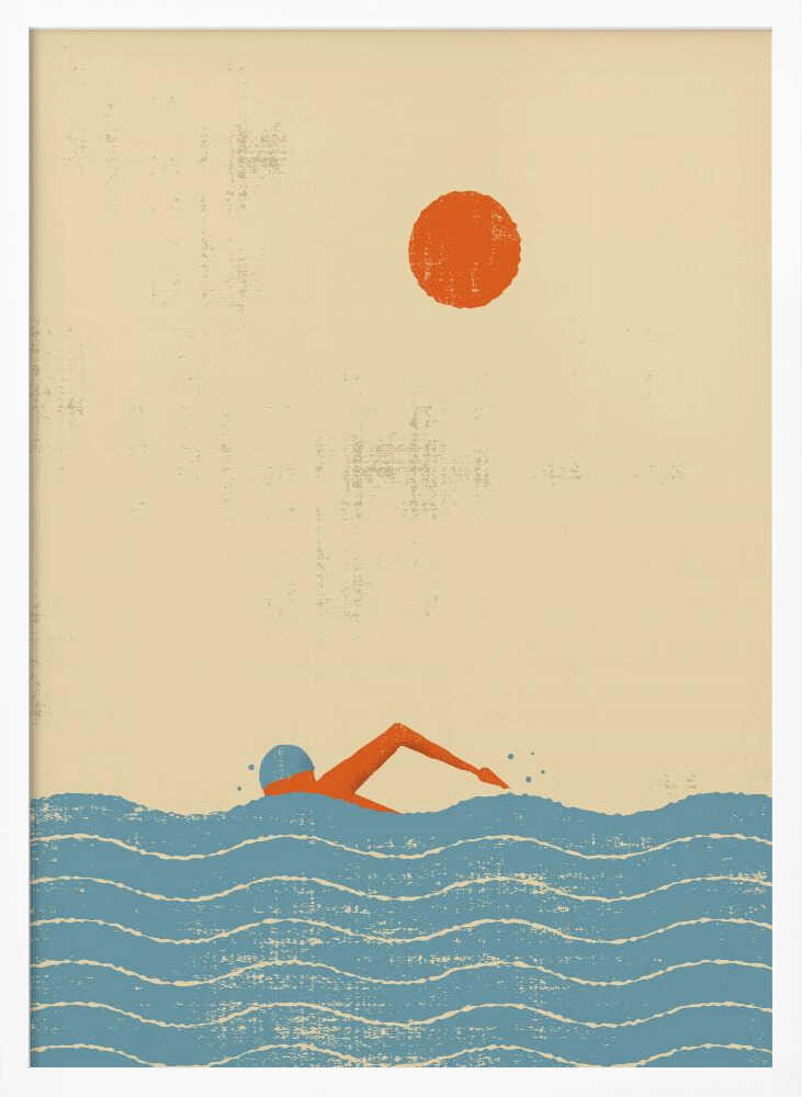 Summer Ocean Swim Art Print UK — Abstract Vibrant Wall Art — Living Room — Wall It All Prints