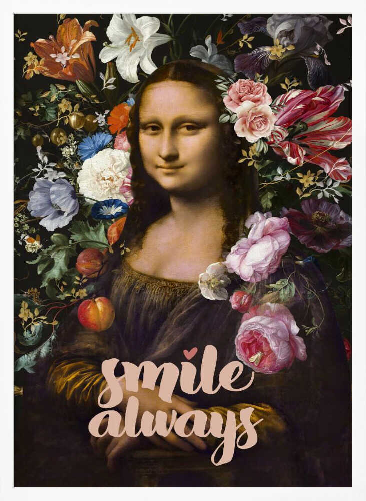 Mona Lisa Floral Smile Art Print UK — Botanical Calm Wall Art — Bedroom — Wall It All Prints