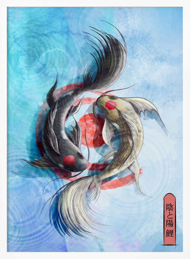 Yin Yang Koi Fish Art Print UK — Japanese Vibrant Wall Art — Living Room — Wall It All Prints