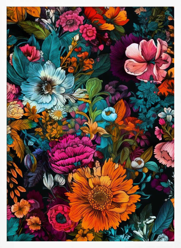Vibrant Floral Garden Art Print UK — Botanical Fresh Wall Art — Living Room — Wall It All Prints