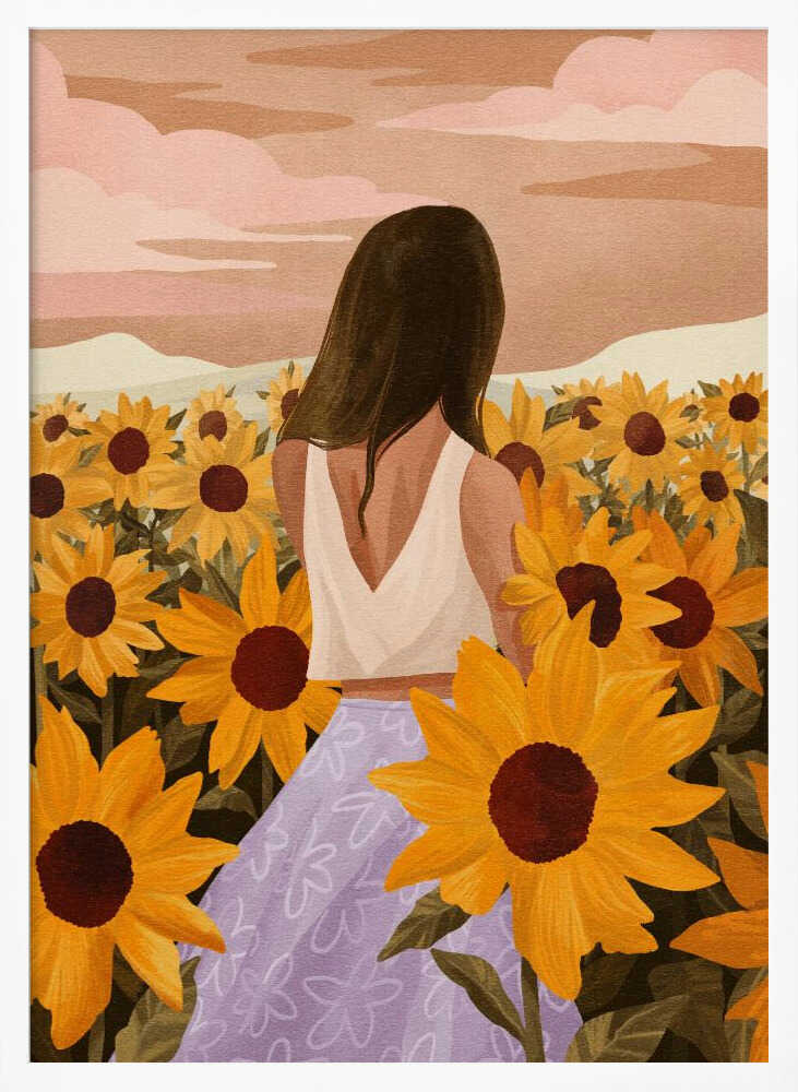 Sunflower Evenings Art Print UK — Botanical Fresh Wall Art — Living Room — Wall It All Prints