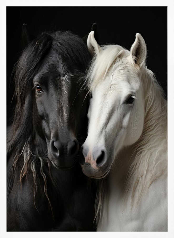 Elegant Horse Companions Art Print UK — Abstract Dark Wall Art — Nursery — Wall It All Prints