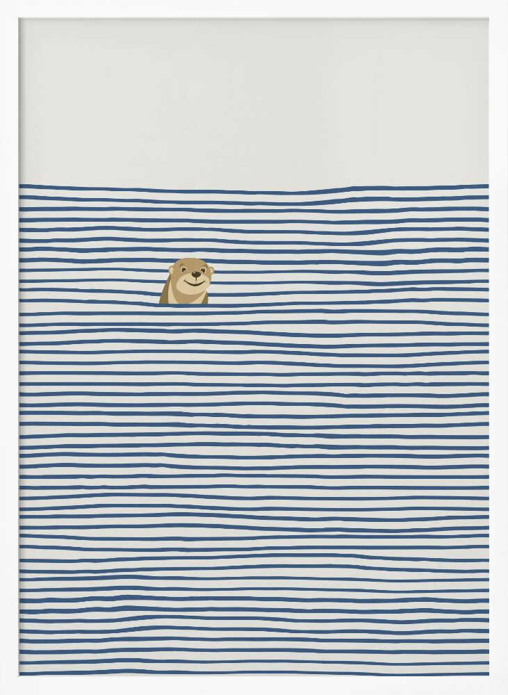 Happy Otter In Stripes Art Print UK — Abstract Vibrant Wall Art — Bedroom — Wall It All Prints