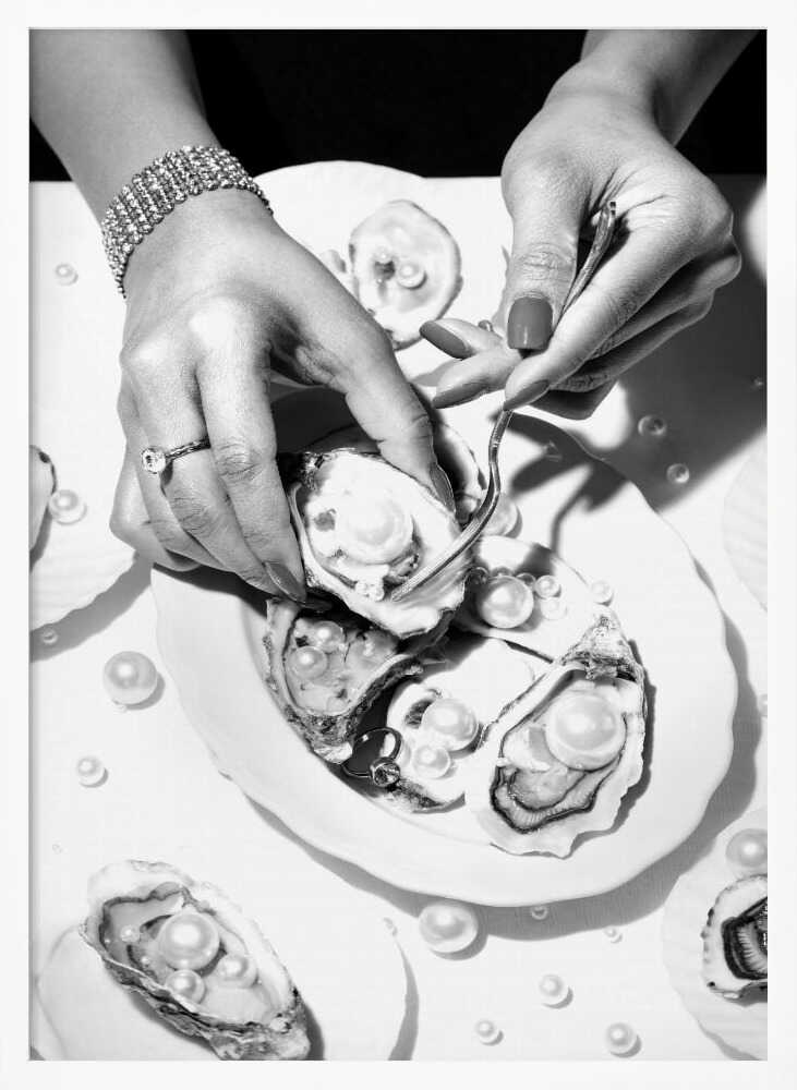 Elegant Pearl Oysters Art Print UK — Abstract Dark Wall Art — Kitchen — Wall It All Prints