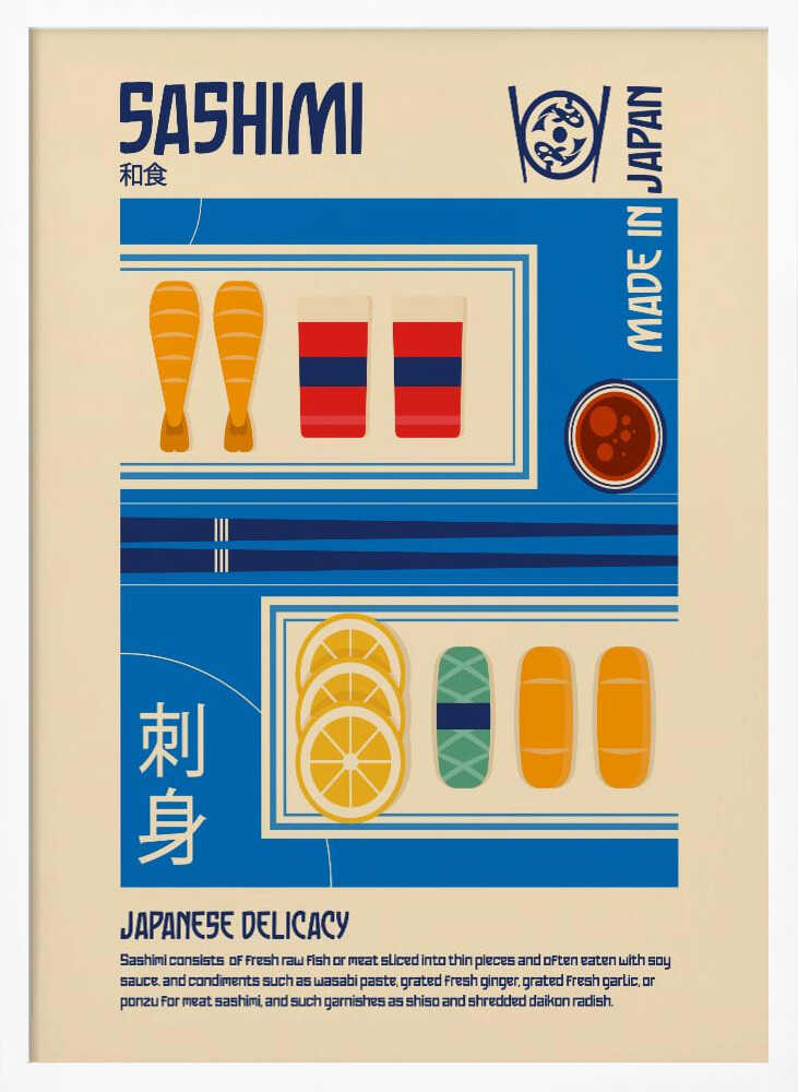 Japanese Sashimi Delicacy Art Print UK — Japanese Vibrant Wall Art — Kitchen — Wall It All Prints