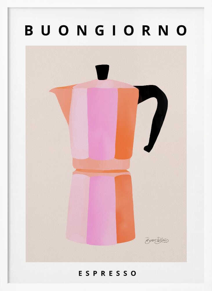 Colorful Moka Pot Espresso Art Print UK — Botanical Vibrant Wall Art — Kitchen — Wall It All Prints