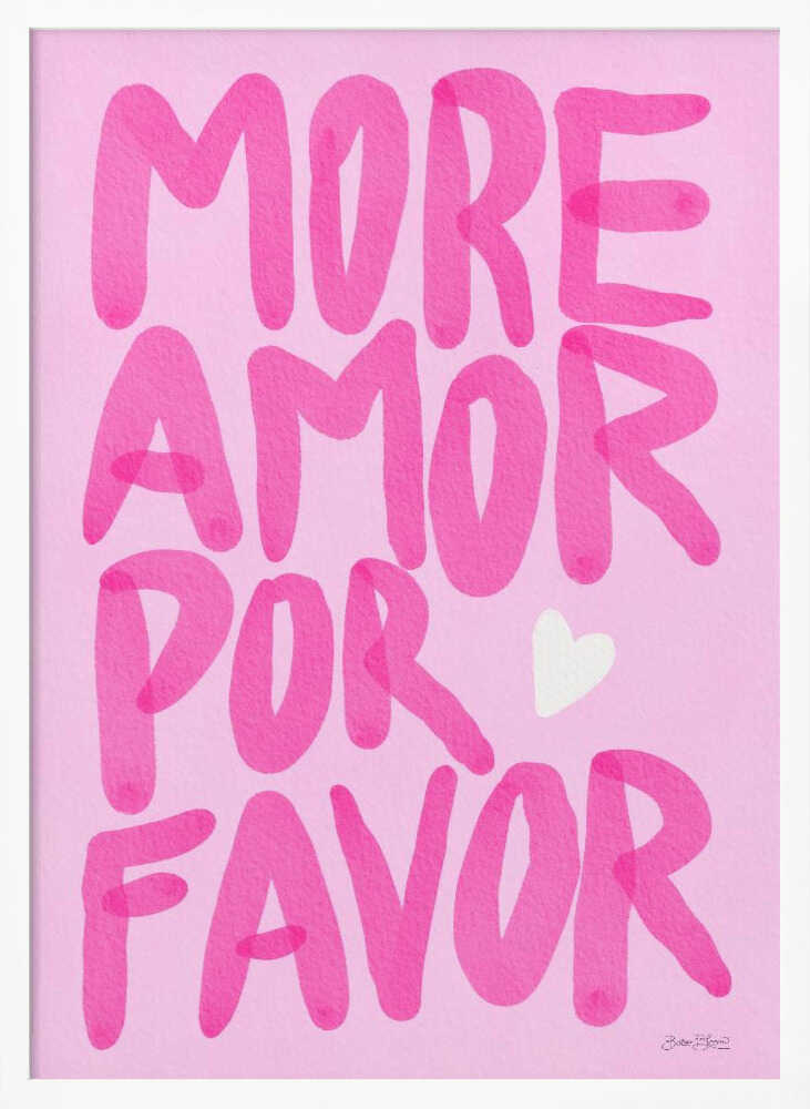 Pink More Amor Please Art Print UK — Botanical Vibrant Wall Art — Living Room — Wall It All Prints