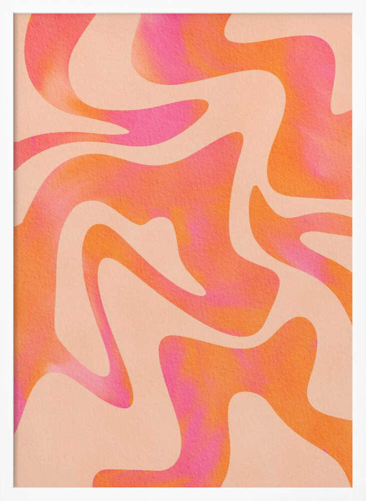 Groovy Pink Orange Swirls Art Print UK — Abstract Vibrant Wall Art — Living Room — Wall It All Prints
