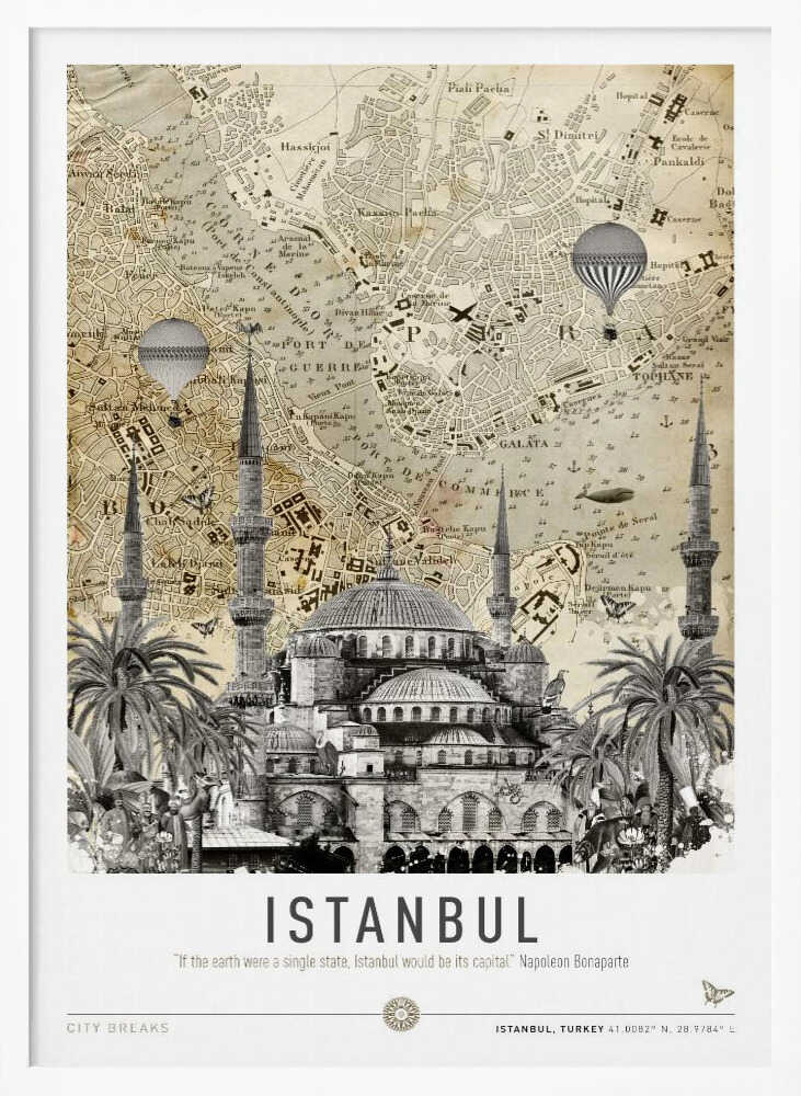 Istanbul Mosque Map Balloons Art Print UK — Abstract Vibrant Wall Art — Living Room — Wall It All Prints