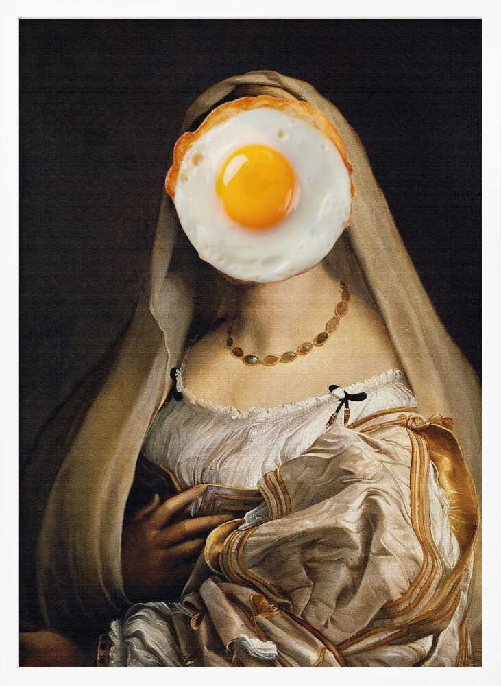 Fried Egg Renaissance Portrait Art Print UK — Vintage Vibrant Wall Art — Kitchen — Wall It All Prints