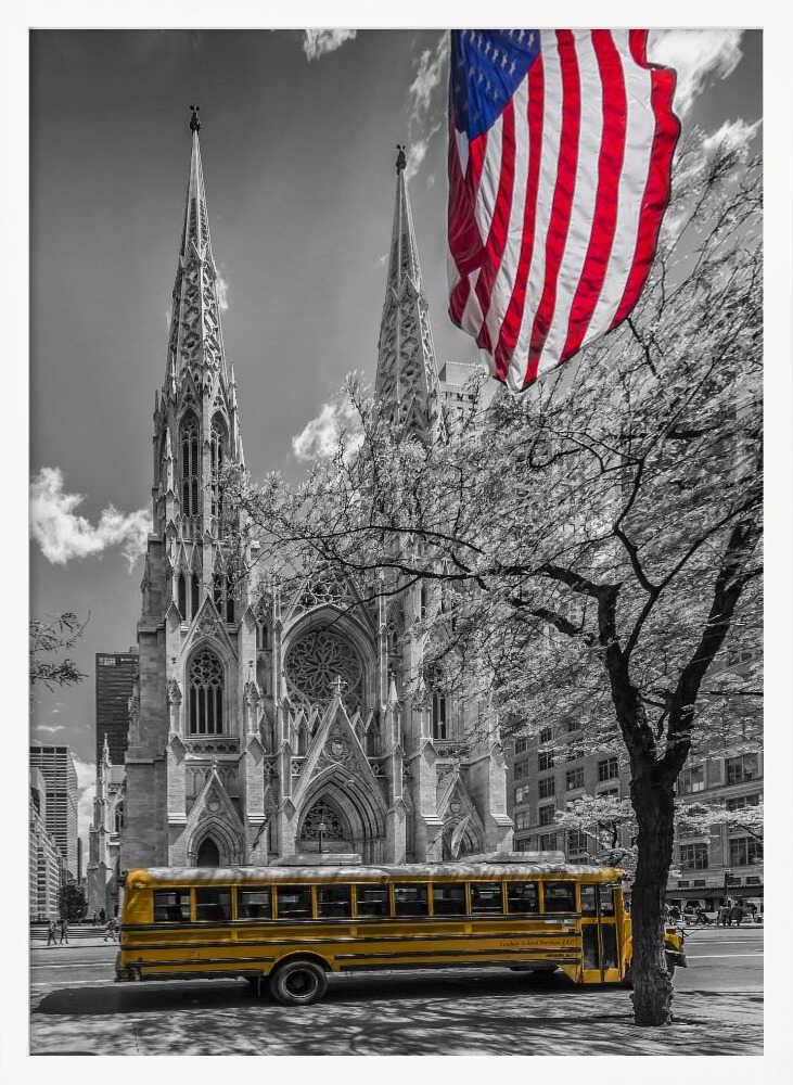 St Patrick's American Bus Art Print UK — Animal Dark Wall Art — Living Room — Wall It All Prints