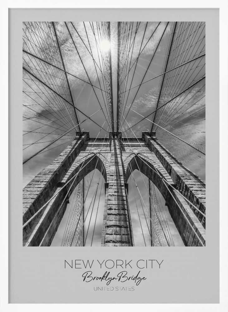 Brooklyn Bridge Upward View Art Print UK — Vintage Dark Wall Art — Living Room — Wall It All Prints