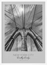 Brooklyn Bridge Upward View Art Print UK — Vintage Dark Wall Art — Living Room — Wall It All Prints