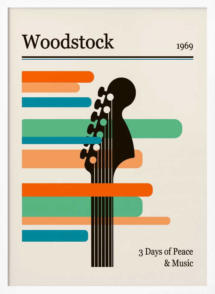 Woodstock Guitar Festival Art Print UK — Abstract Vibrant Wall Art — Living Room — Wall It All Prints