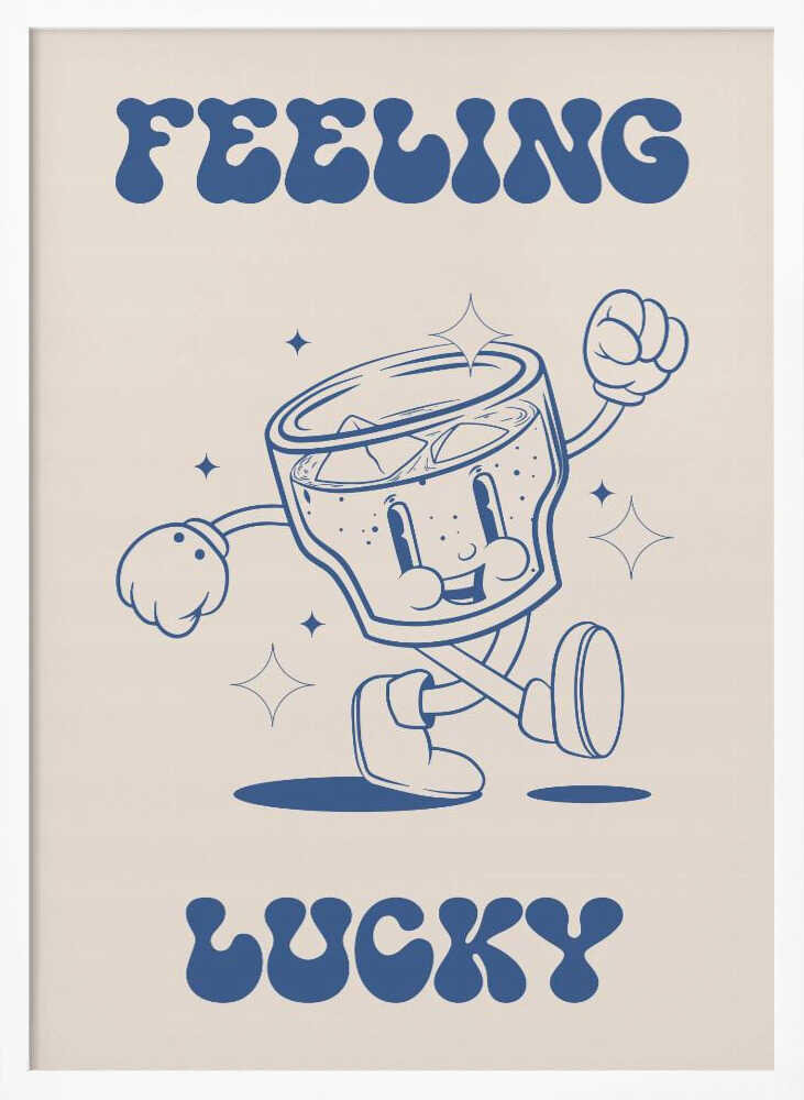 Feeling Lucky Drink Character Art Print UK — Abstract Minimal Wall Art — Office — Wall It All Prints