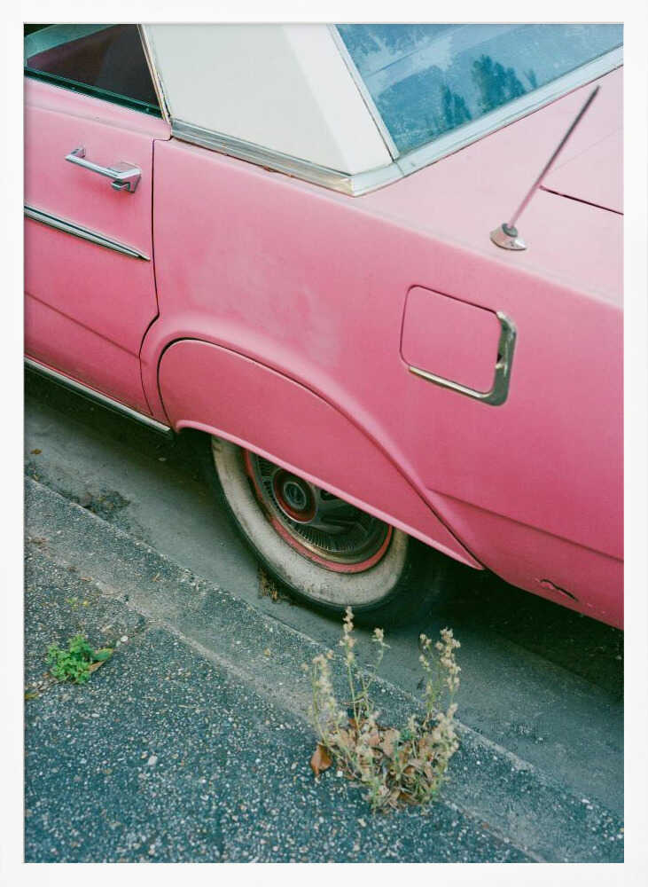 Vintage Pink Street Car Art Print UK — Automotive Vibrant Wall Art — Living Room — Wall It All Prints