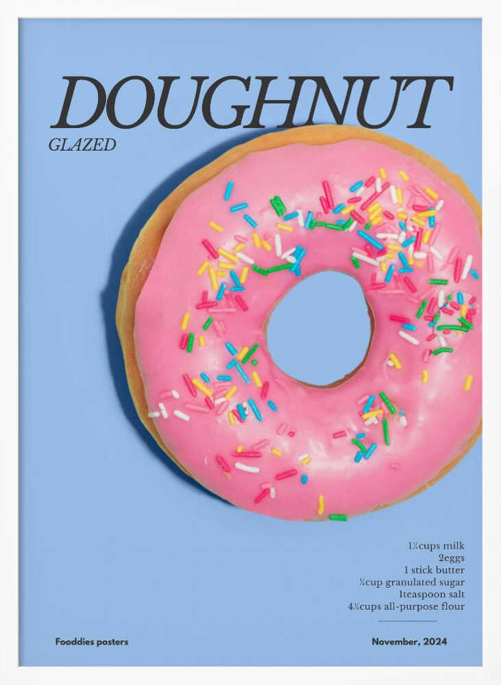 Pink Sprinkled Doughnut Art Print UK — Food Vibrant Wall Art — Kitchen — Wall It All Prints