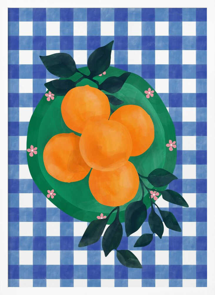 Gingham Oranges Plate