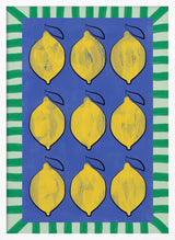 Vibrant Lemons Blue Grid
