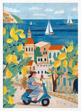Travel poster woman on the Amalfi coast, Italy