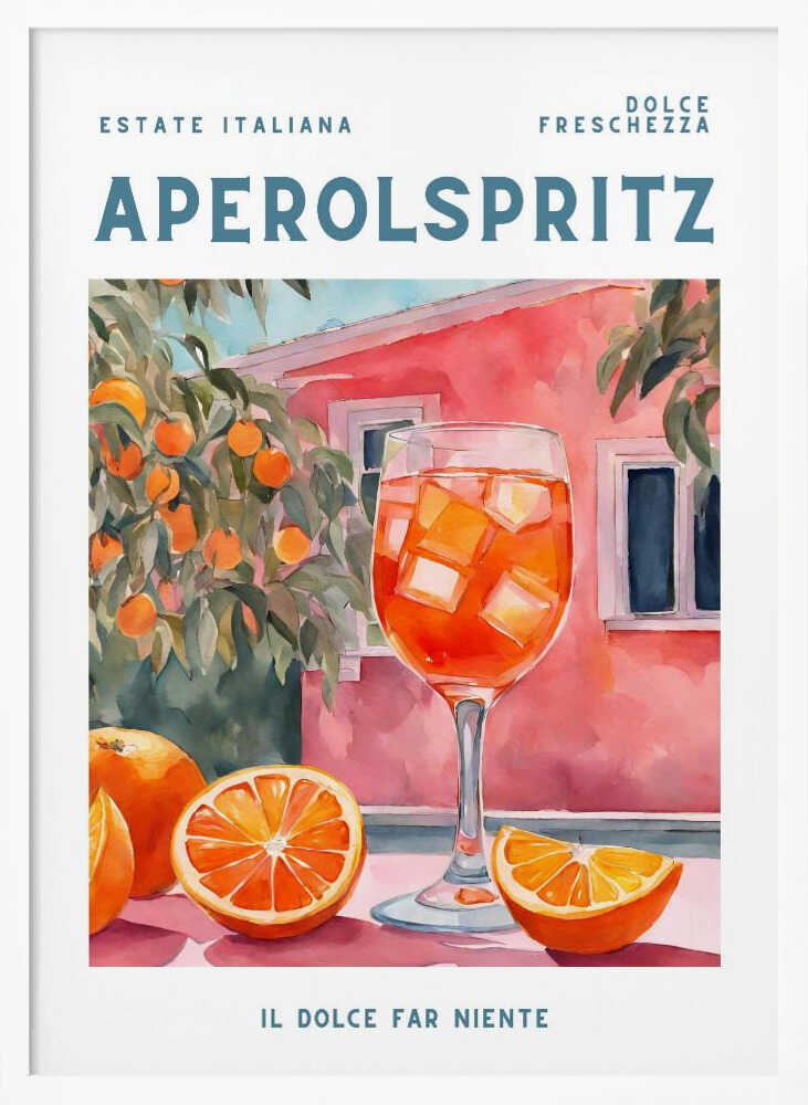 Aperol Spritz Summer Scene Art Print UK — Botanical Vibrant Wall Art — Kitchen — Wall It All Prints