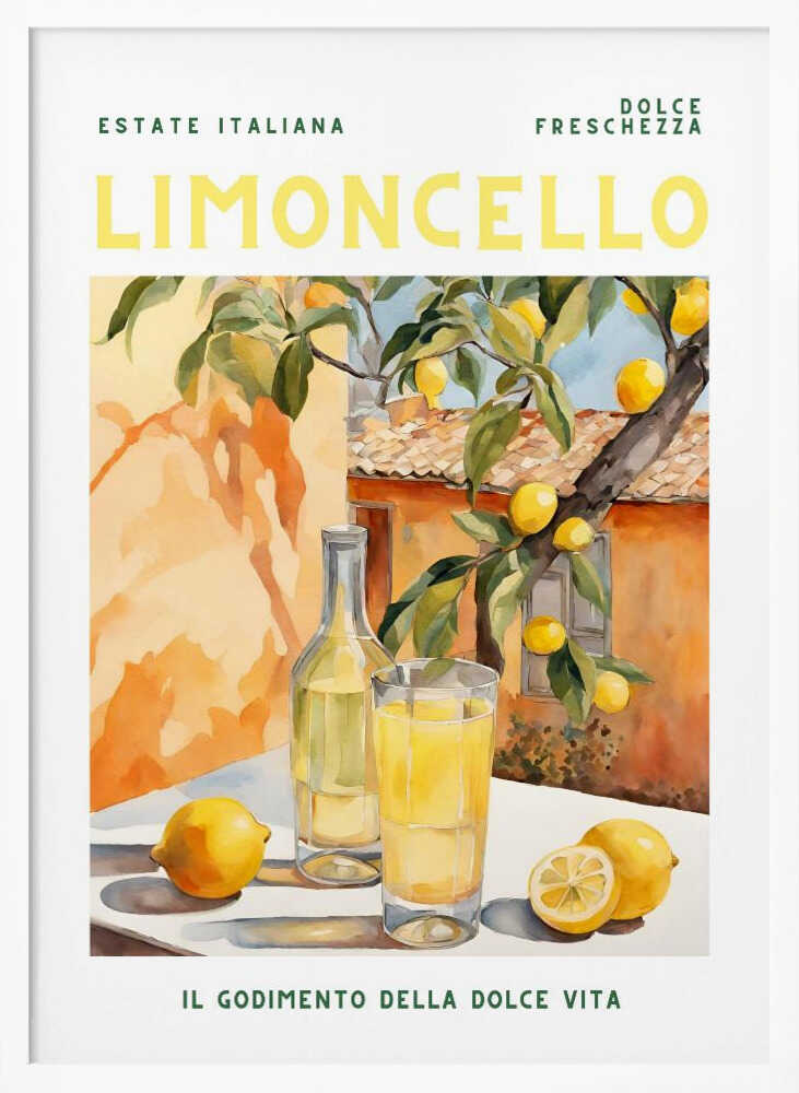 Summer Italian Limoncello Art Print UK — Food Vibrant Wall Art — Kitchen — Wall It All Prints