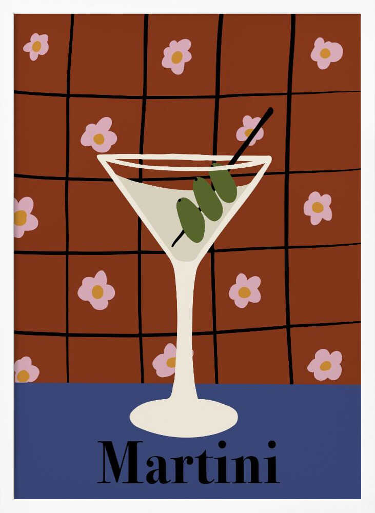 Retro Olive Martini Art Print UK — Botanical Minimal Wall Art — Office — Wall It All Prints
