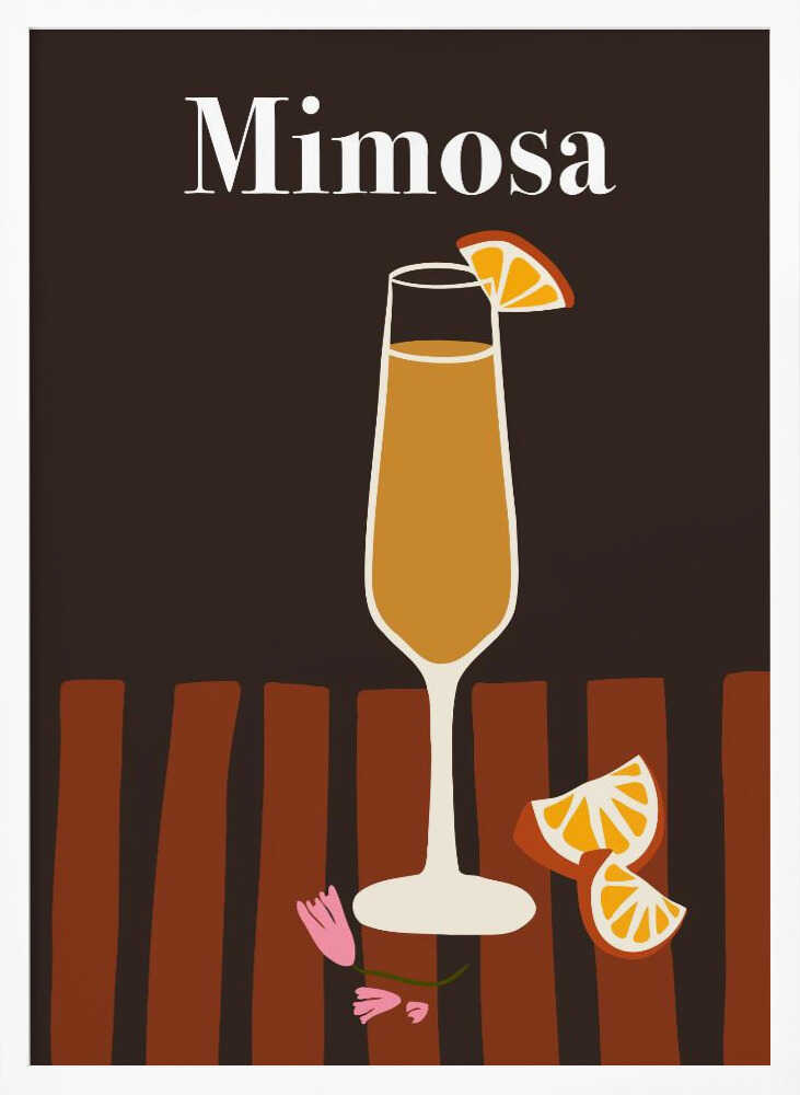 Elegant Mimosa Cocktail Art Print UK — Botanical Vibrant Wall Art — Kitchen — Wall It All Prints