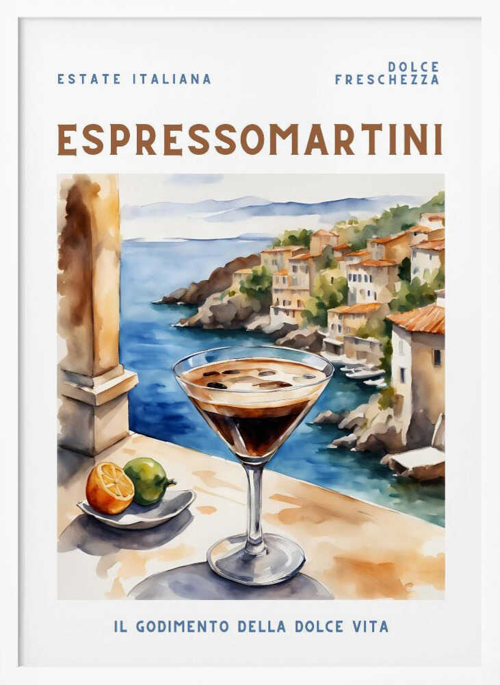 Italian Summer Espresso Martini Art Print UK — Landscape Vibrant Wall Art — Kitchen — Wall It All Prints
