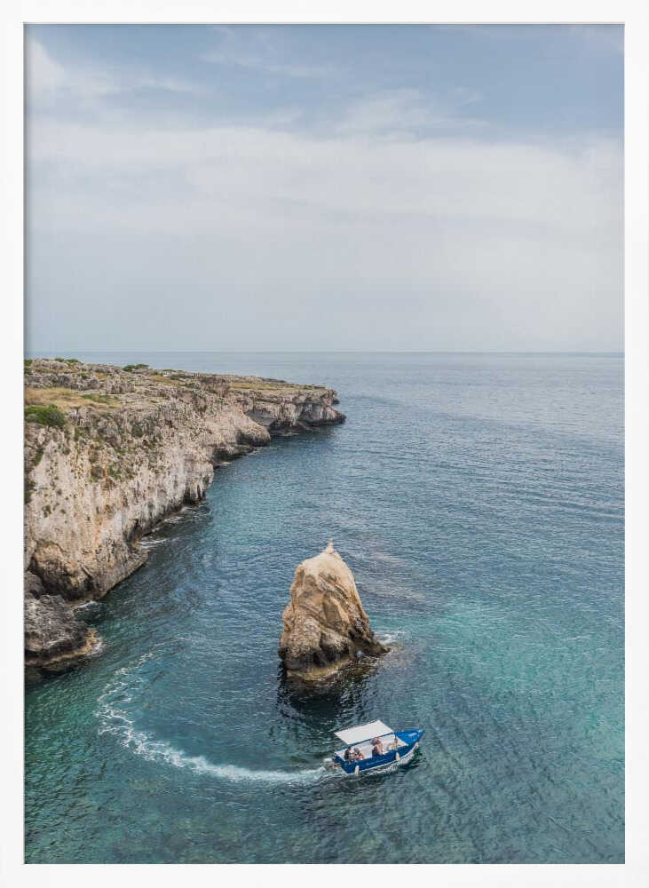 Turquoise Coastal Boat Trip Art Print UK — Landscape Calm Wall Art — Bedroom — Wall It All Prints