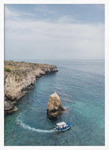 Turquoise Coastal Boat Trip Art Print UK — Landscape Calm Wall Art — Bedroom — Wall It All Prints