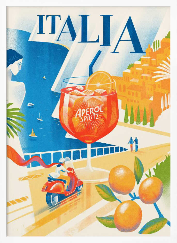 Italian Summer Coast Art Print UK — Portrait Vibrant Wall Art — Living Room — Wall It All Prints