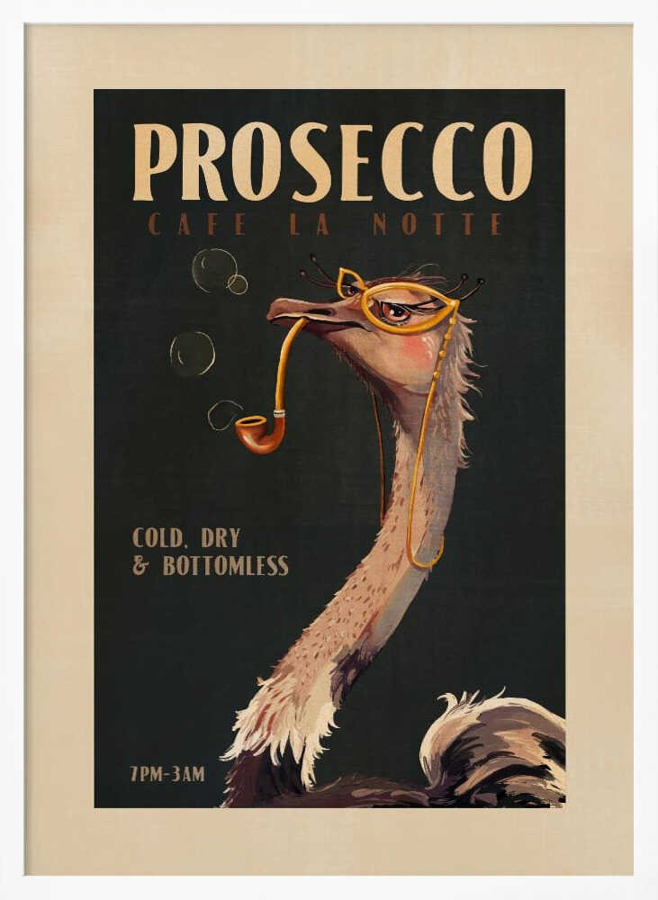 Art Deco Prosecco Wall Art Of An Ostrich Art Print UK — Dark Moody Dark Wall Art — Living Room — Wall It All Prints