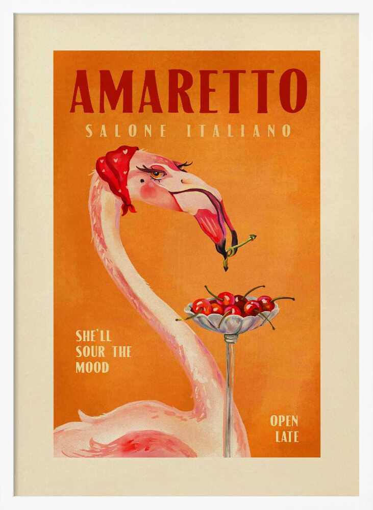 Amaretto Flamingo Art Deco Italian Cafe Travel Art Art Print UK — Vintage Vibrant Wall Art — Kitchen — Wall It All Prints