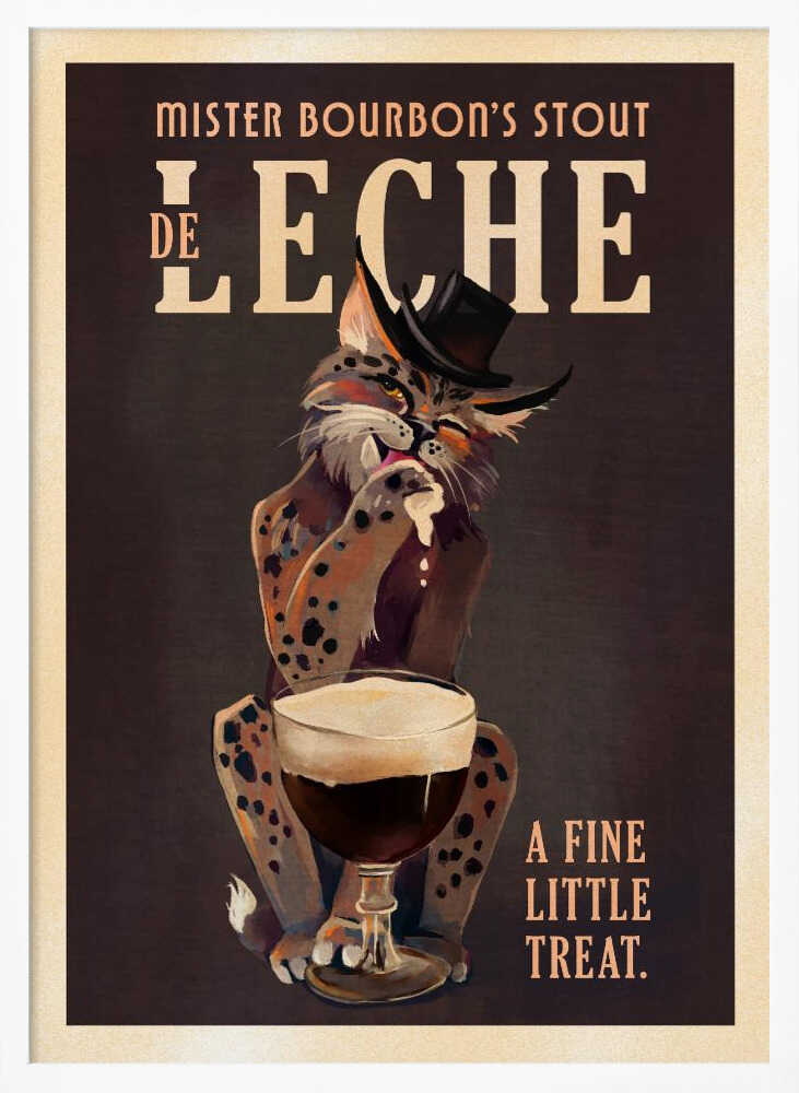 Bourbon De Leche Guinness Style Cat Art Art Print UK — Dark Moody Dark Wall Art — Living Room — Wall It All Prints