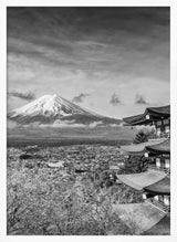 Iconic Fuji Pagoda Blossoms Art Print UK — Japanese Dark Wall Art — Living Room — Wall It All Prints