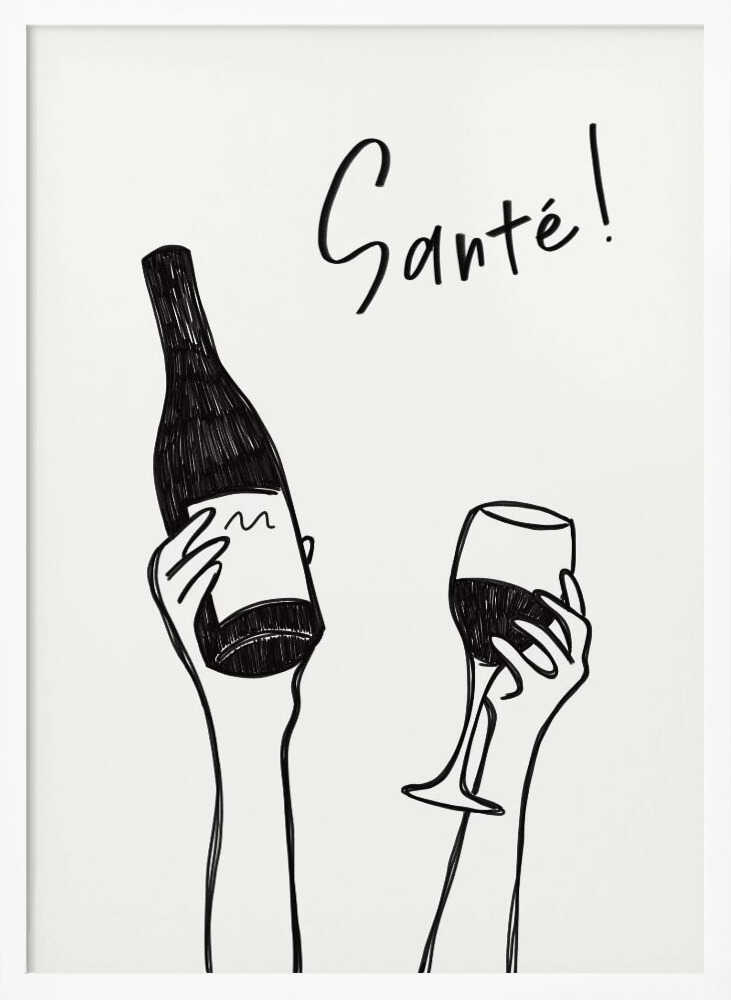 Santé Wine Toast Art Print UK — Abstract Dark Wall Art — Kitchen — Wall It All Prints