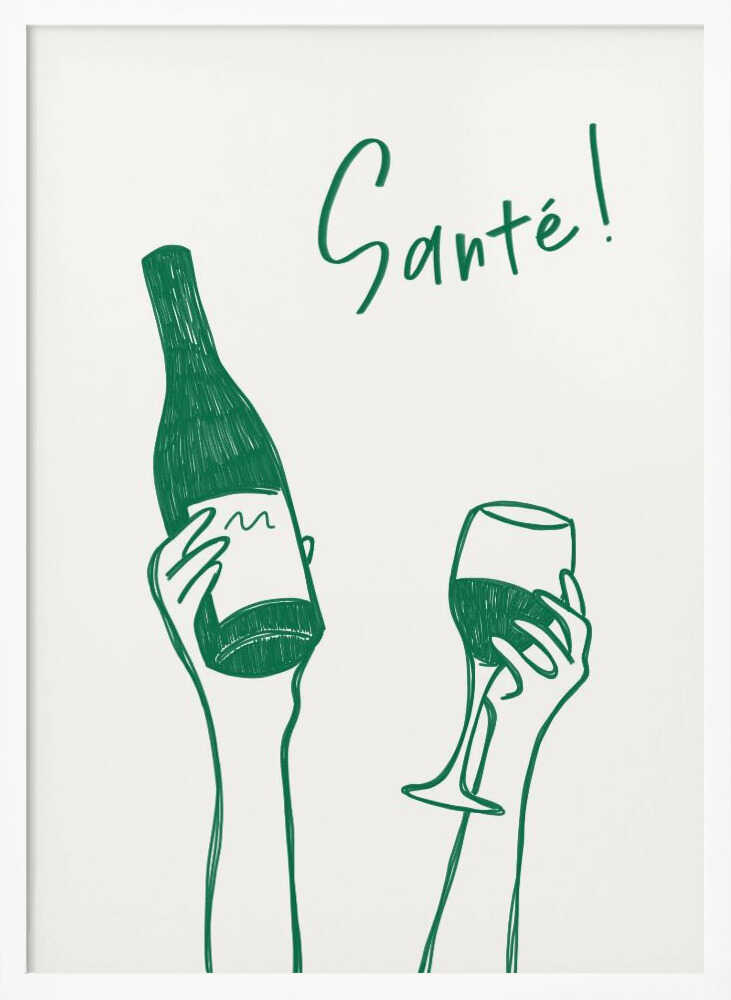 Santé Wine Toast Art Print UK — Abstract Minimal Wall Art — Kitchen — Wall It All Prints