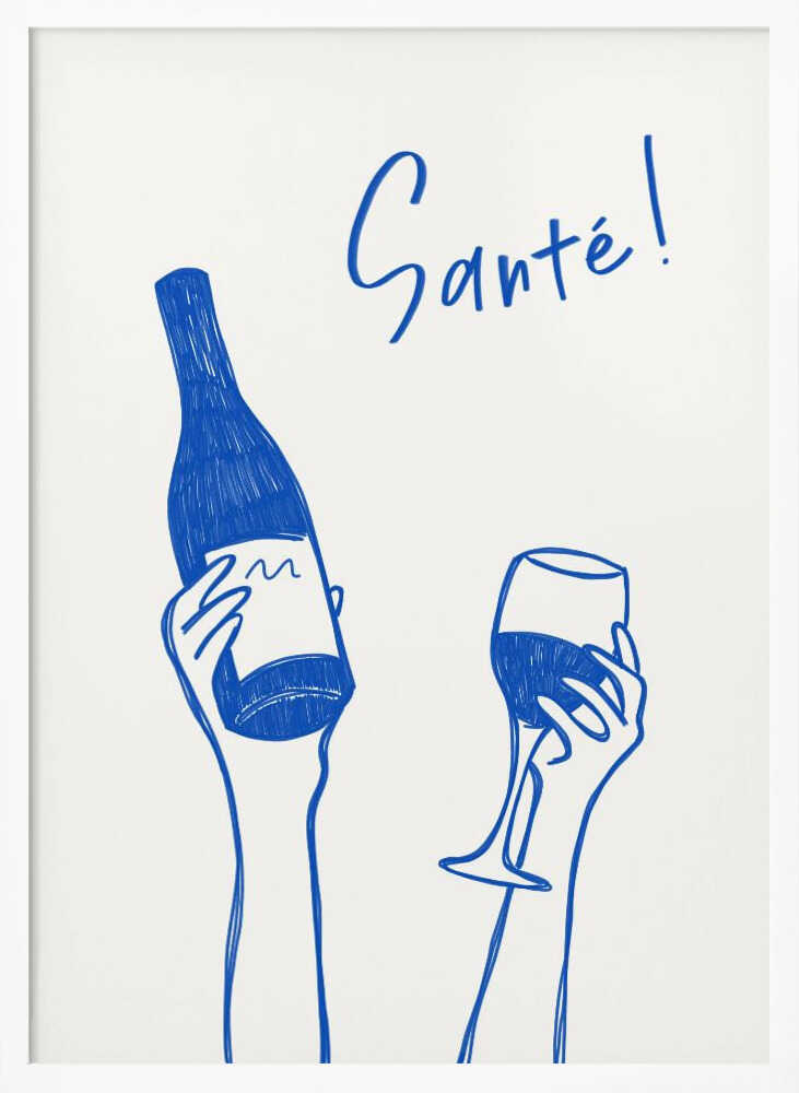 Santé Cheers Wine Art Print UK — Abstract Minimal Wall Art — Kitchen — Wall It All Prints
