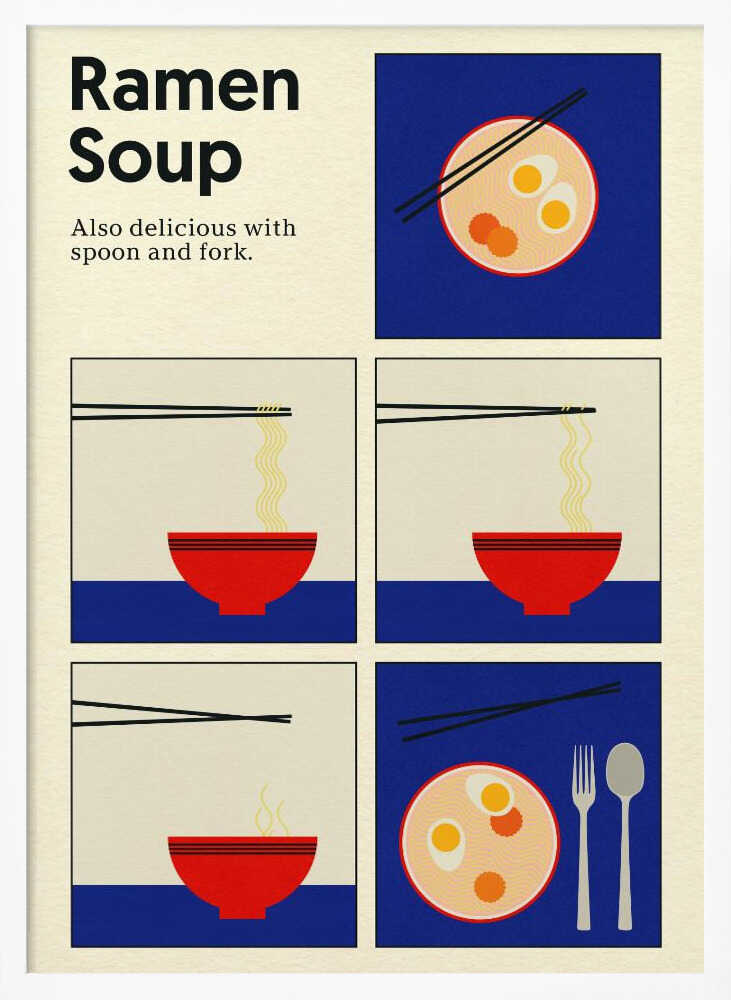 Poster Ramen Soup Art Print UK — Japanese Minimal Wall Art — Kitchen — Wall It All Prints
