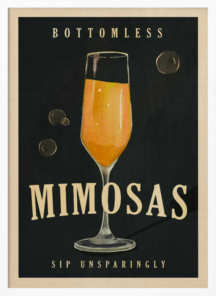 Bottomless Mimosas Art Deco Cocktail Bar Art Art Print UK — Dark Moody Dark Wall Art — Kitchen — Wall It All Prints