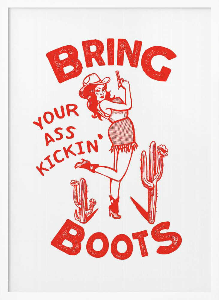 Ass Kicking Boots Funny Western Cowgirl Art Print UK — Abstract Vibrant Wall Art — Living Room — Wall It All Prints
