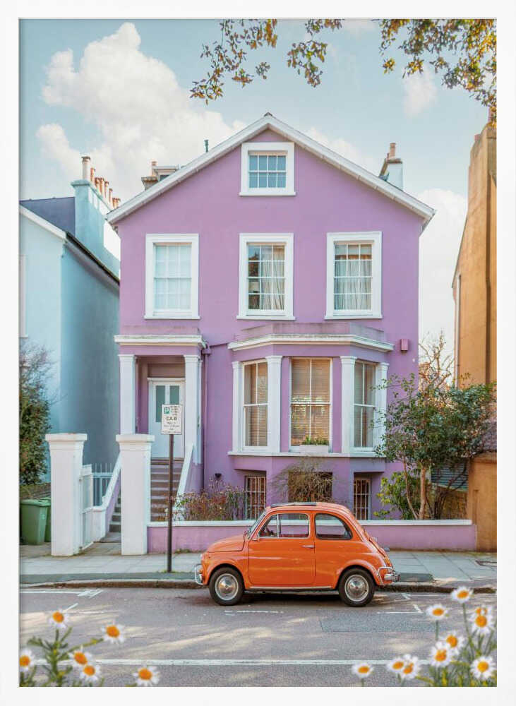 Charming Purple House Car Art Print UK — Botanical Vibrant Wall Art — Living Room — Wall It All Prints