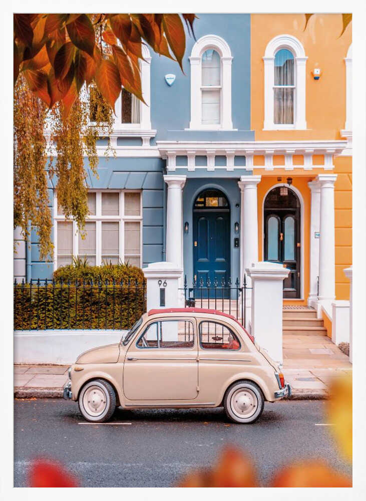 Colorful European Street Car Art Print UK — Vintage Vibrant Wall Art — Living Room — Wall It All Prints