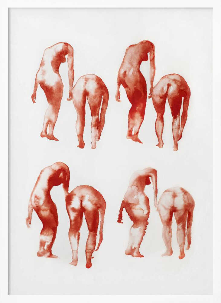 Bending Nude Forms Art Print UK — Abstract Vibrant Wall Art — Office — Wall It All Prints