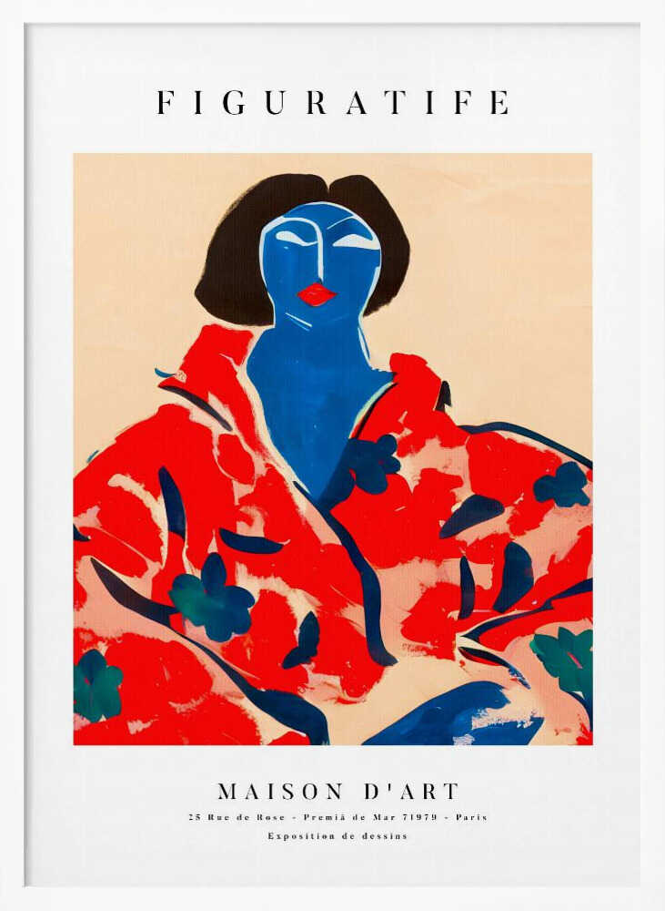 Blue Face Floral Portrait Art Print UK — Botanical Vibrant Wall Art — Living Room — Wall It All Prints